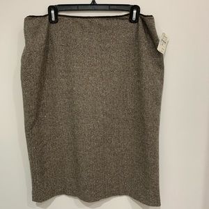 Rebecca Taylor Brown Wool Herringbone Skirt